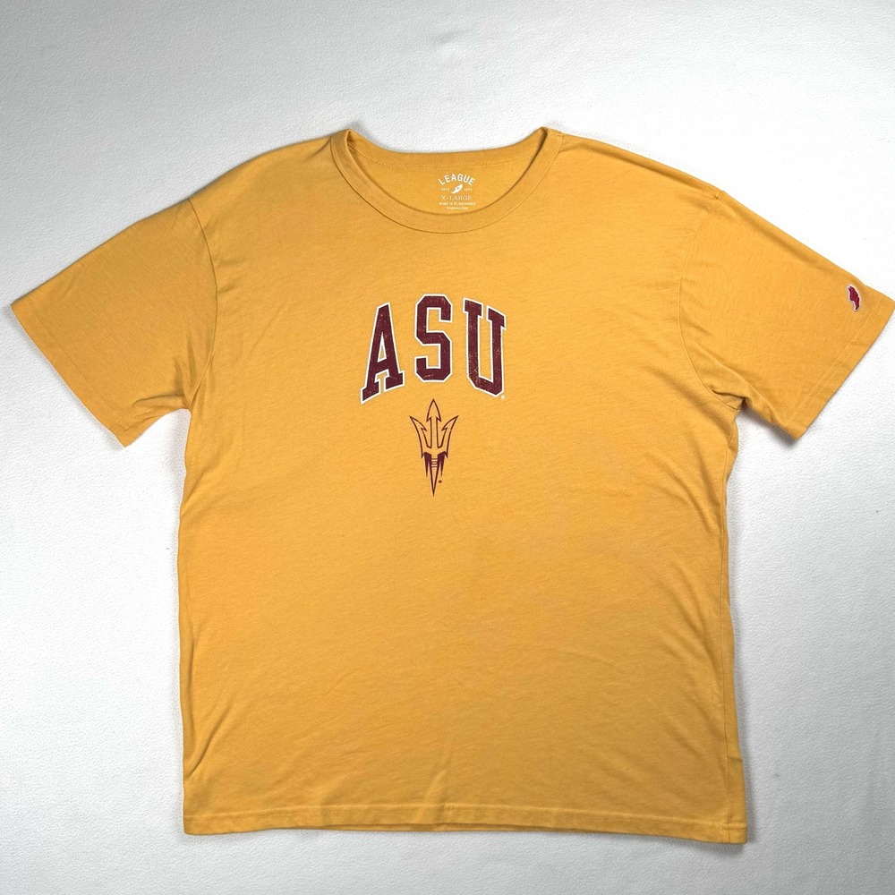 League ASU Arizona State University Sun Devils Gold Graphic T-Shirt‎ Mens XL